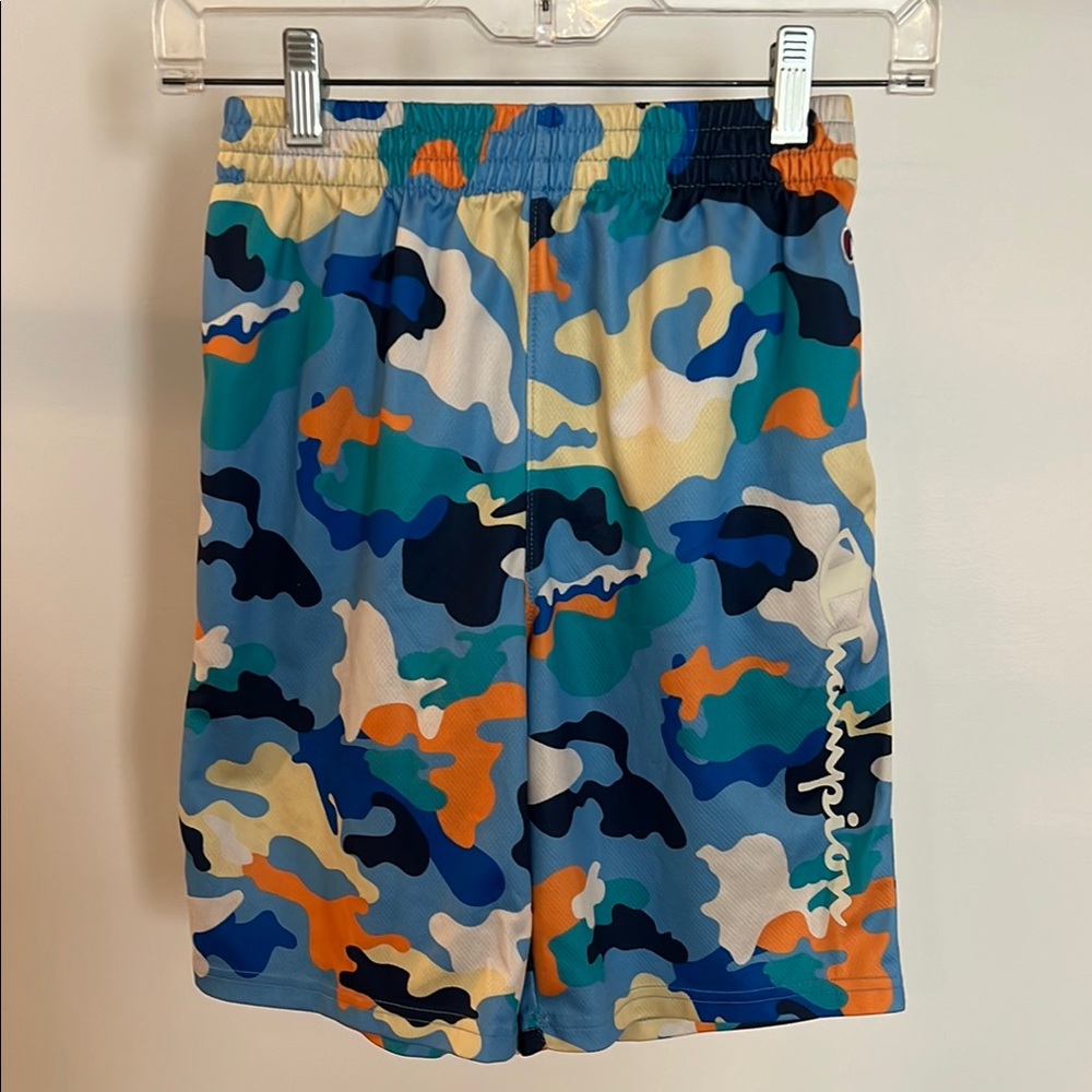 Champion Kids Camo Athletic Shorts - Blue, Orange, Yellow